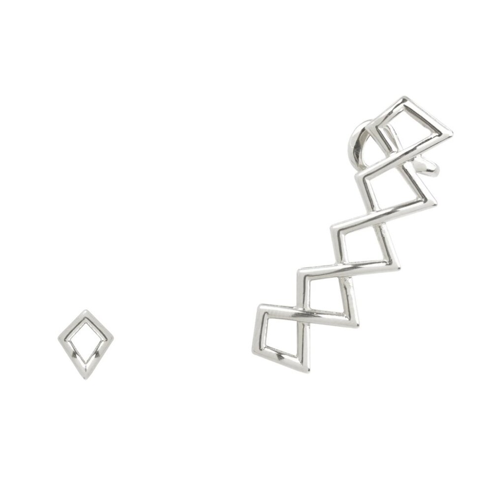 nOir Jewelry Irving Climber Up The Ear Mismatched Earrings in Silver